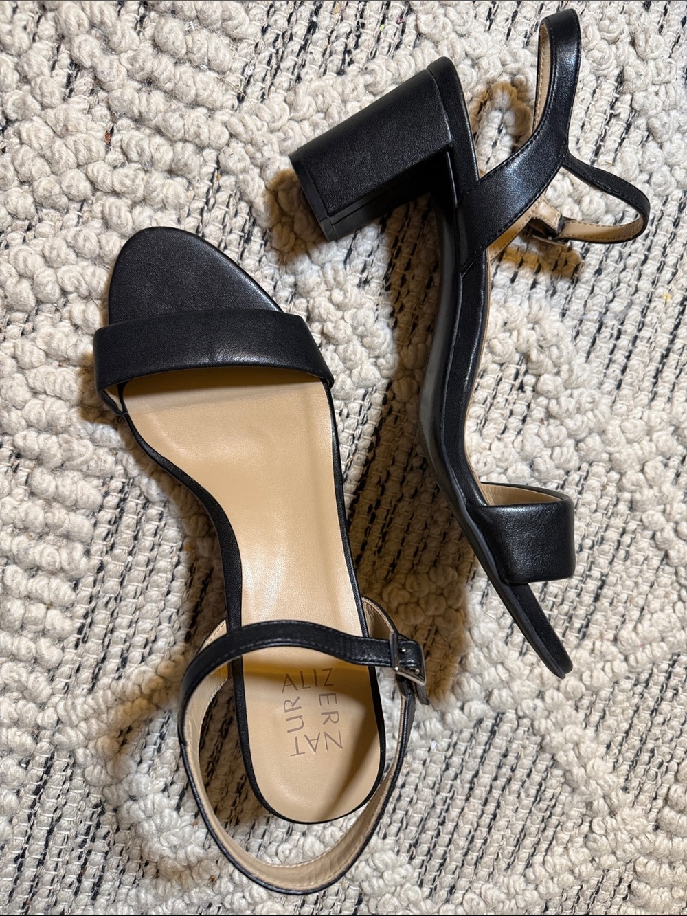 Naturalizer Black Open-Toe Ankle-Strap Heels